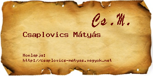Csaplovics Mátyás névjegykártya