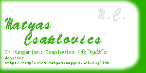 matyas csaplovics business card